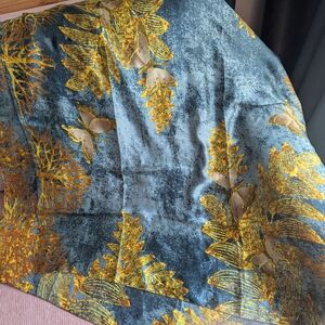 SOLD Elegant Blue and Gold SILK Scarf